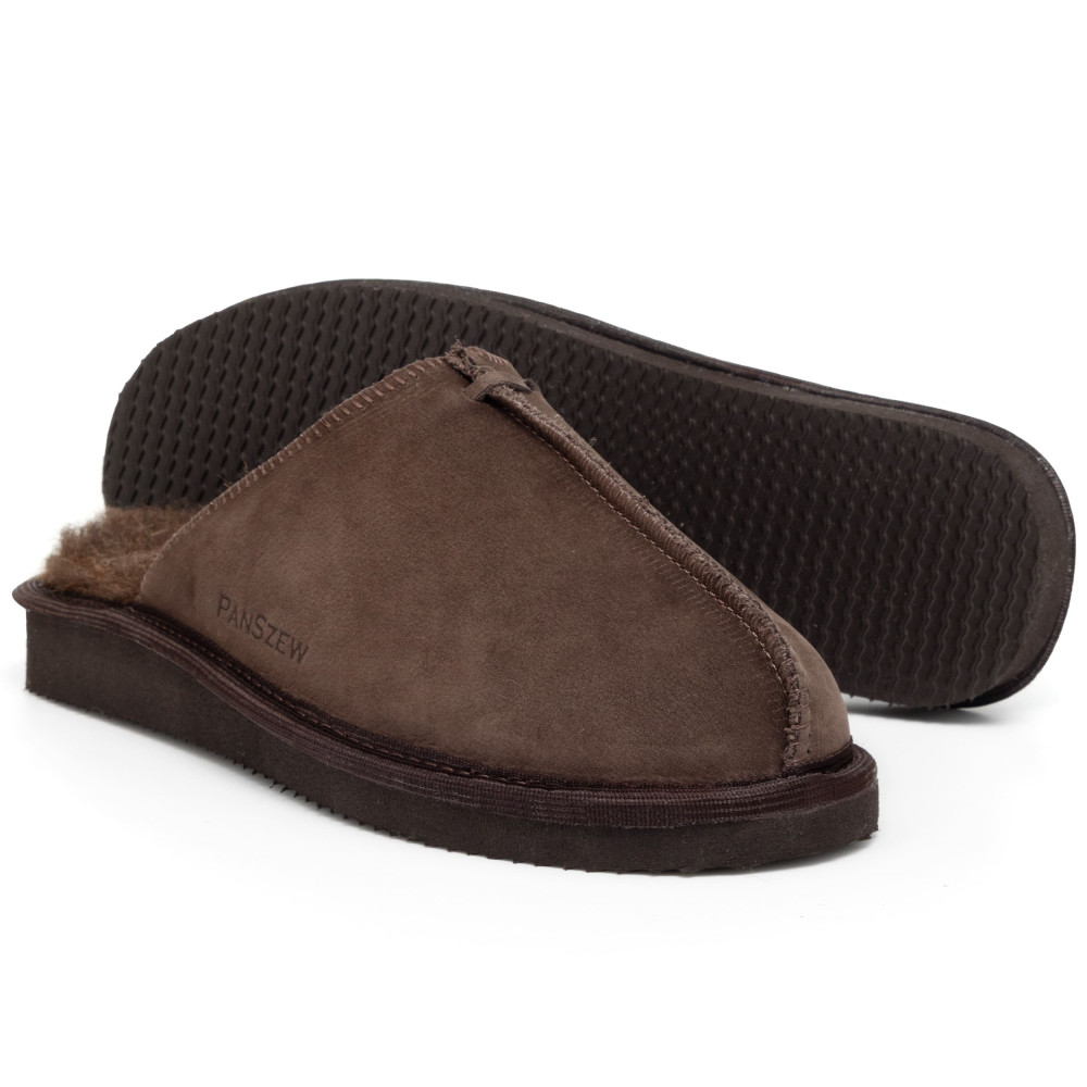 Kapcie Damskie Skórzane ALPINLINE Choco z Wełną | PanSzew®
