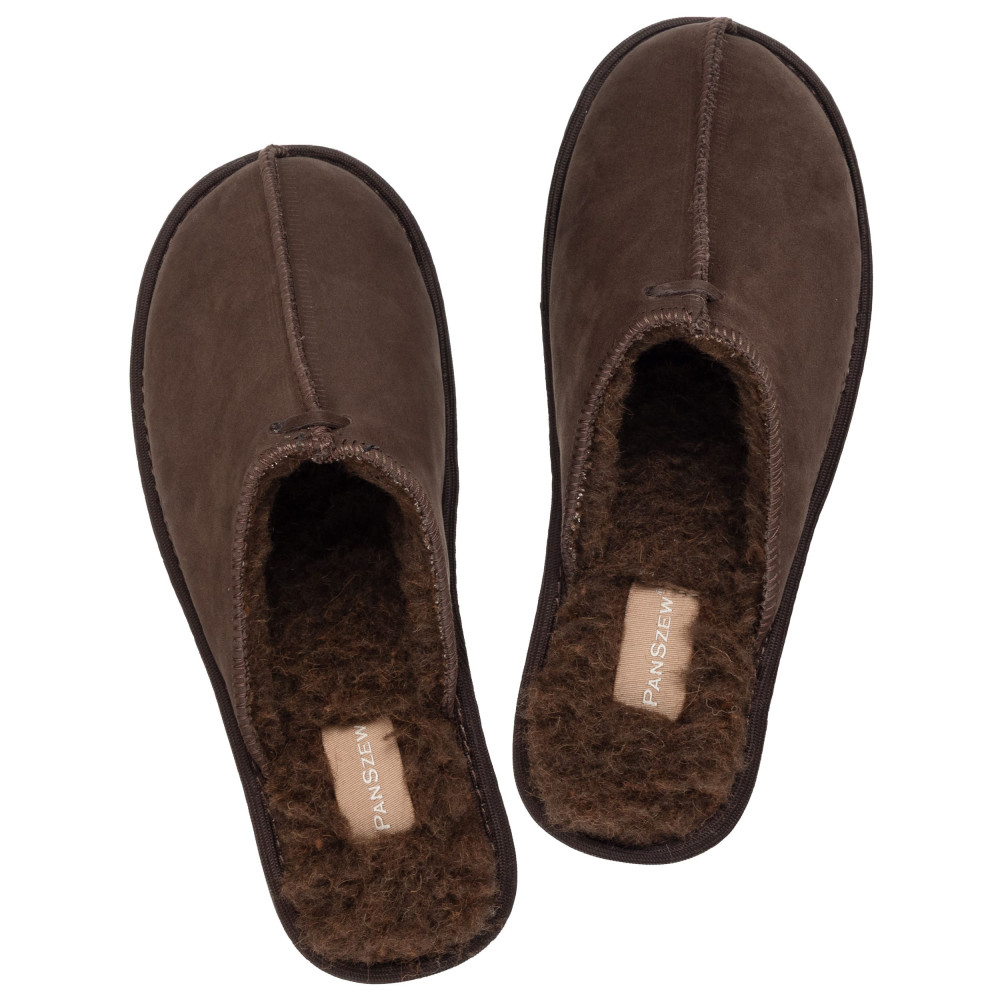 Kapcie Damskie Skórzane ALPINLINE Choco z Wełną | PanSzew®