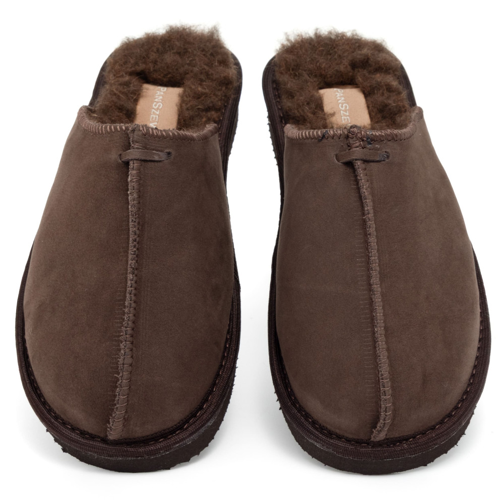 Kapcie Damskie Skórzane ALPINLINE Choco z Wełną | PanSzew®
