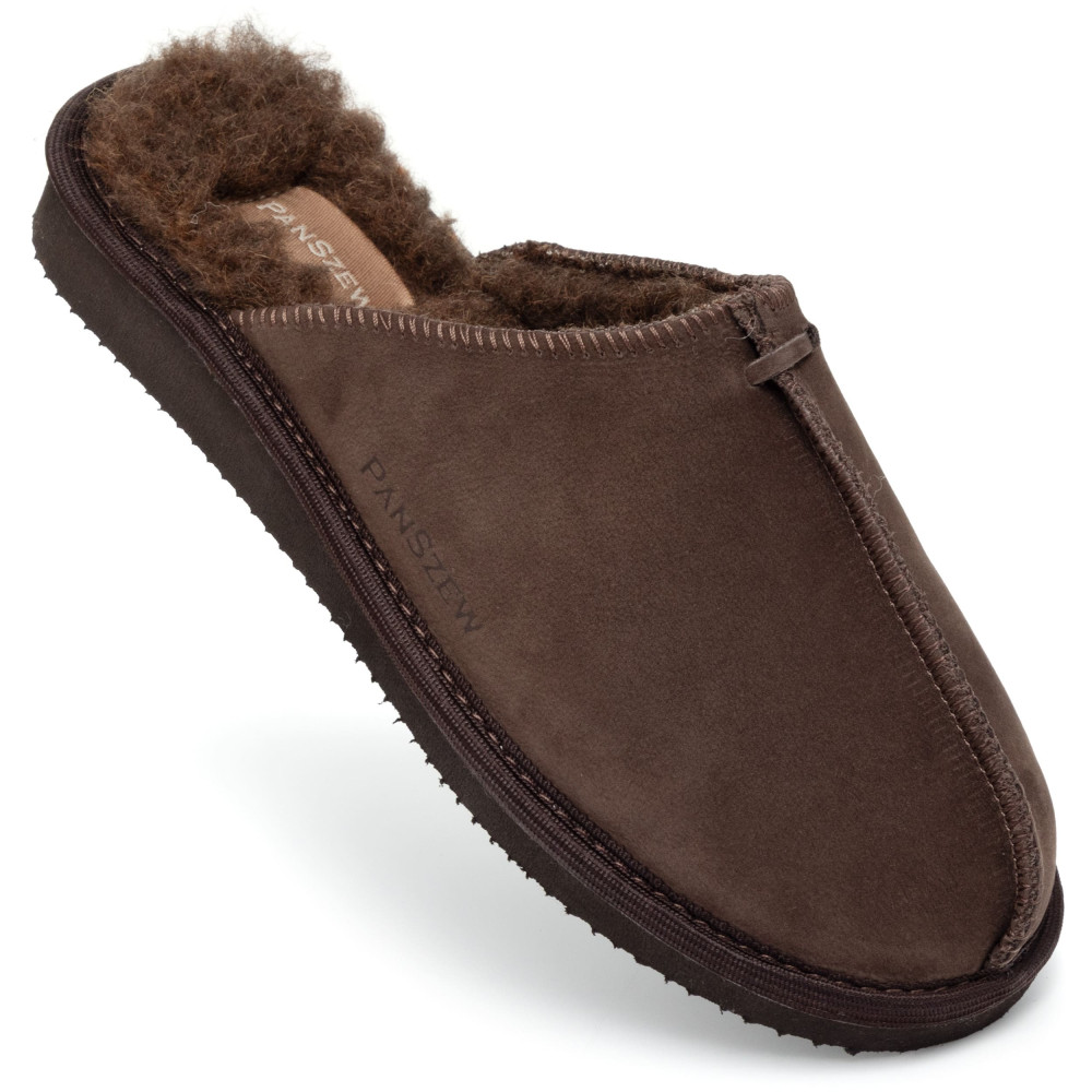 Kapcie Damskie Skórzane ALPINLINE Choco z Wełną | PanSzew®