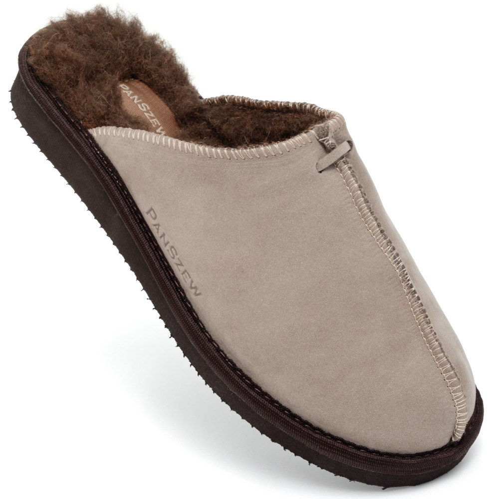 Kapcie Damskie Skórzane ALPINLINE Mocha z Wełną | PanSzew®