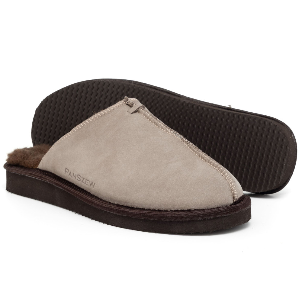 Kapcie Damskie Skórzane ALPINLINE Mocha z Wełną | PanSzew®