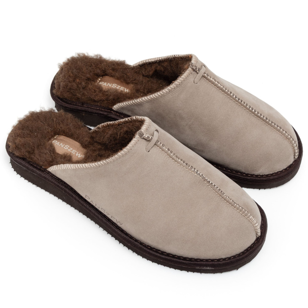 Kapcie Damskie Skórzane ALPINLINE Mocha z Wełną | PanSzew®