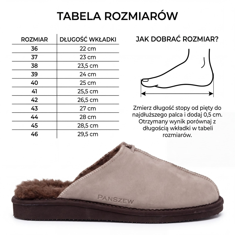 Kapcie Damskie Skórzane ALPINLINE Mocha z Wełną | PanSzew®