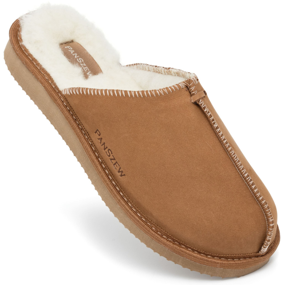Kapcie Damskie Skórzane ALPINLINE Camel z Wełną | PanSzew®