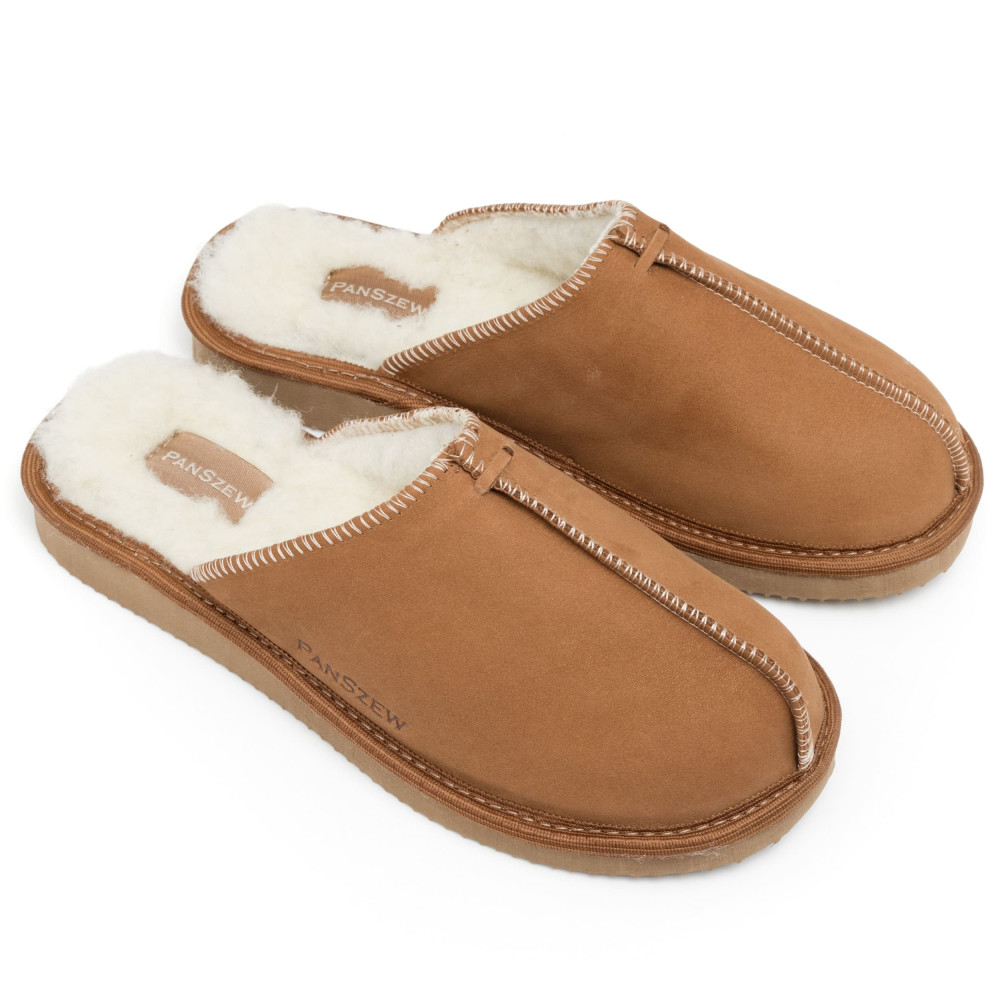 Kapcie Damskie Skórzane ALPINLINE Camel z Wełną | PanSzew®