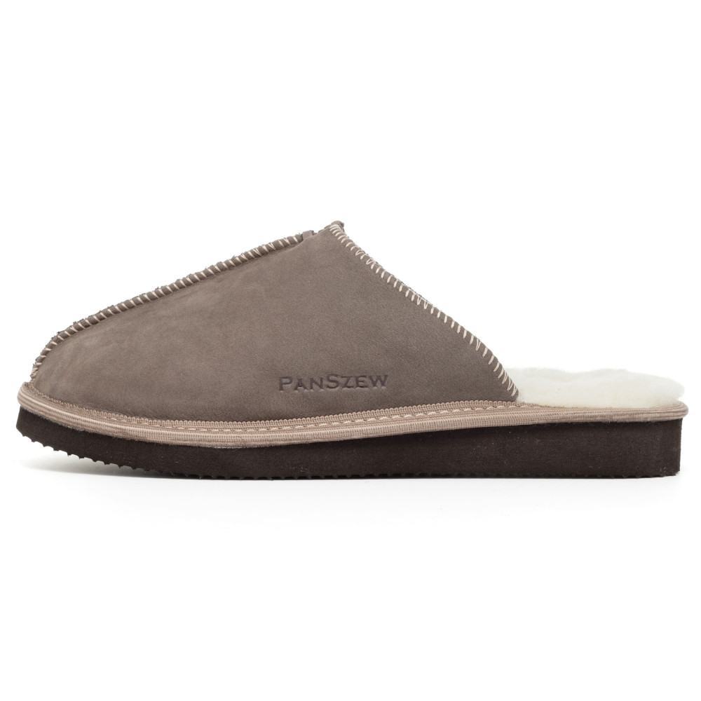 Kapcie Damskie Skórzane ALPINLINE Taupe z Wełną | PanSzew®