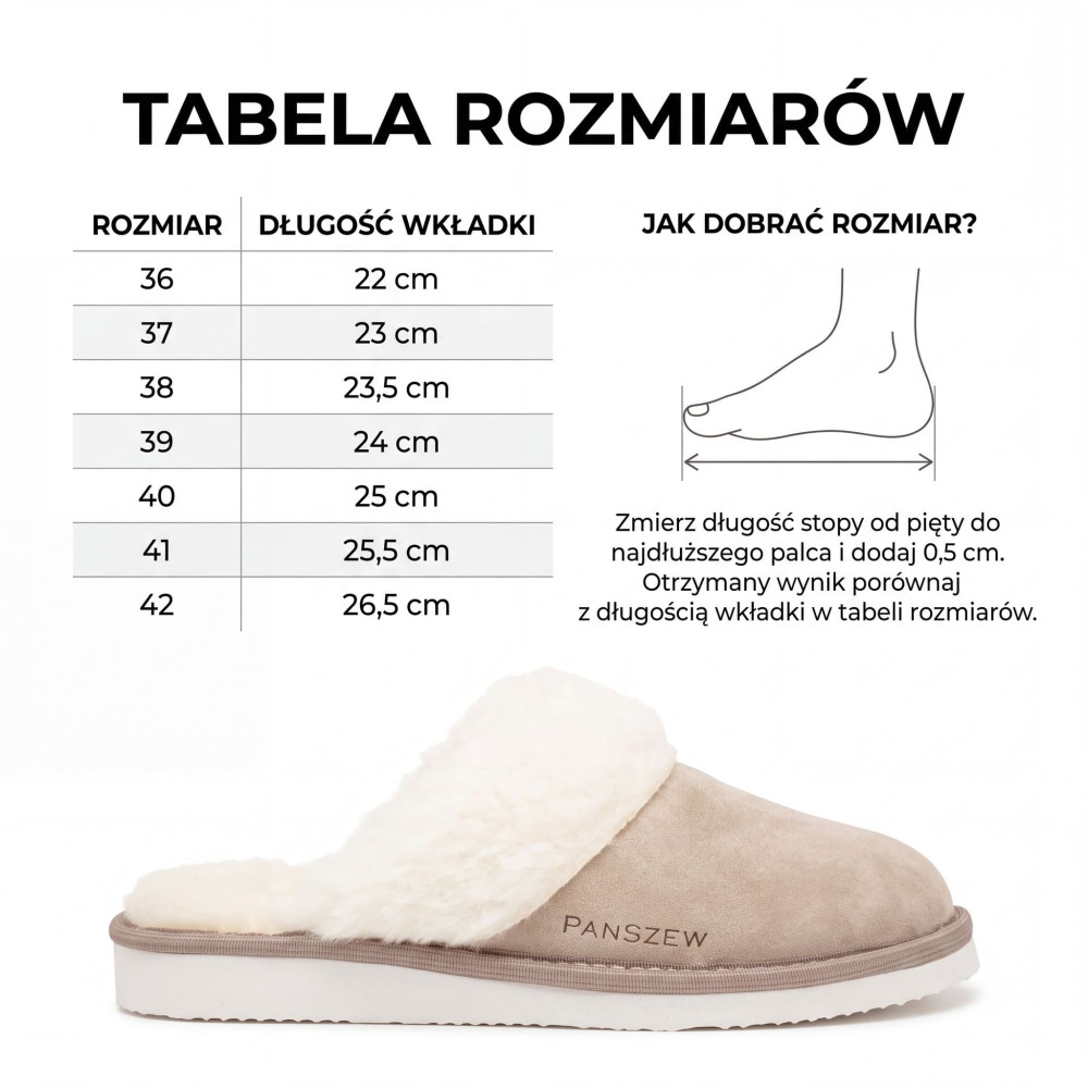 Ciepłe Kapcie Damskie LUNALINE Beżowe z Wełną | PanSzew®