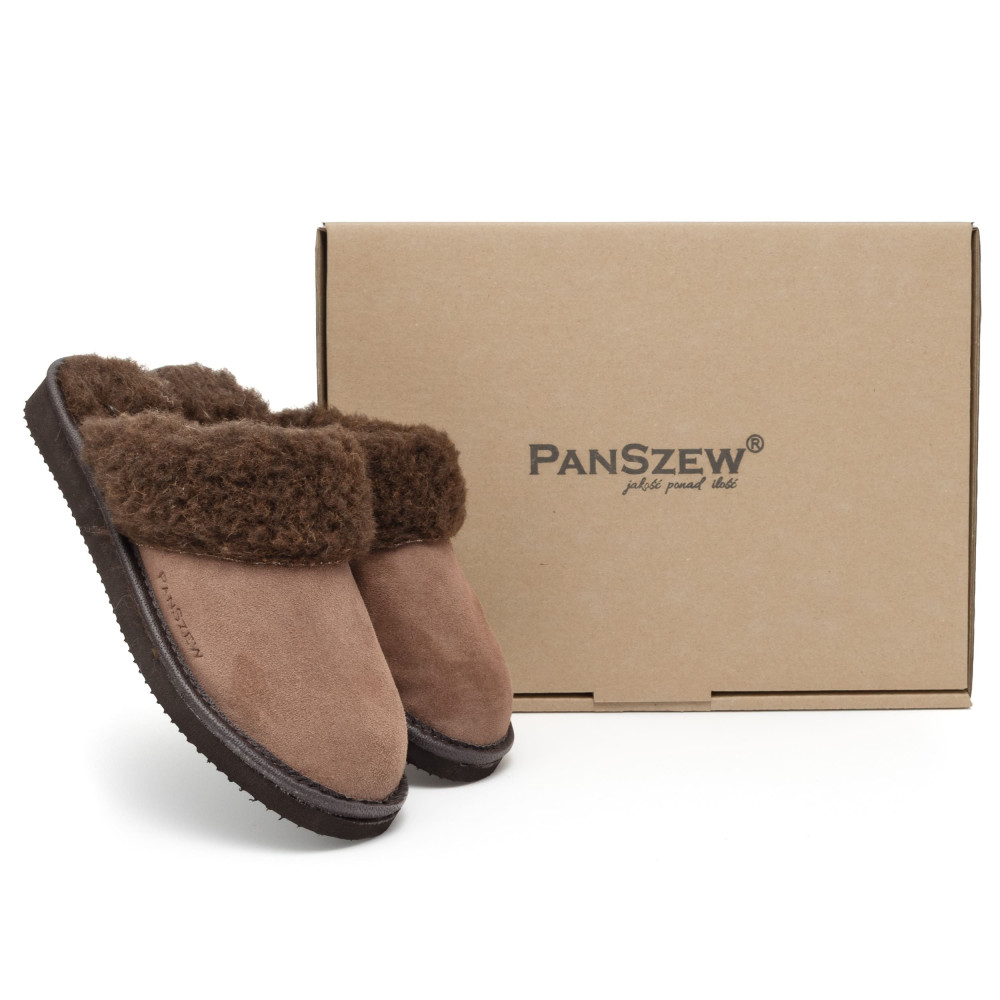 Ciepłe Kapcie Damskie LUNALINE Mocha z Wełną | PanSzew®