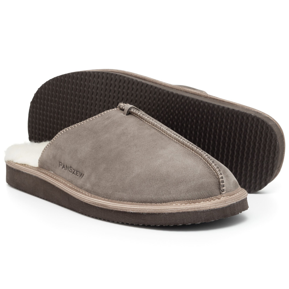 Kapcie Męskie ALPINLINE Taupe Nubuk z Wełną | PanSzew®