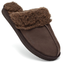 Ciepłe Kapcie Damskie Skórzane Bambosze ALPINLINE Choco | PanSzew®