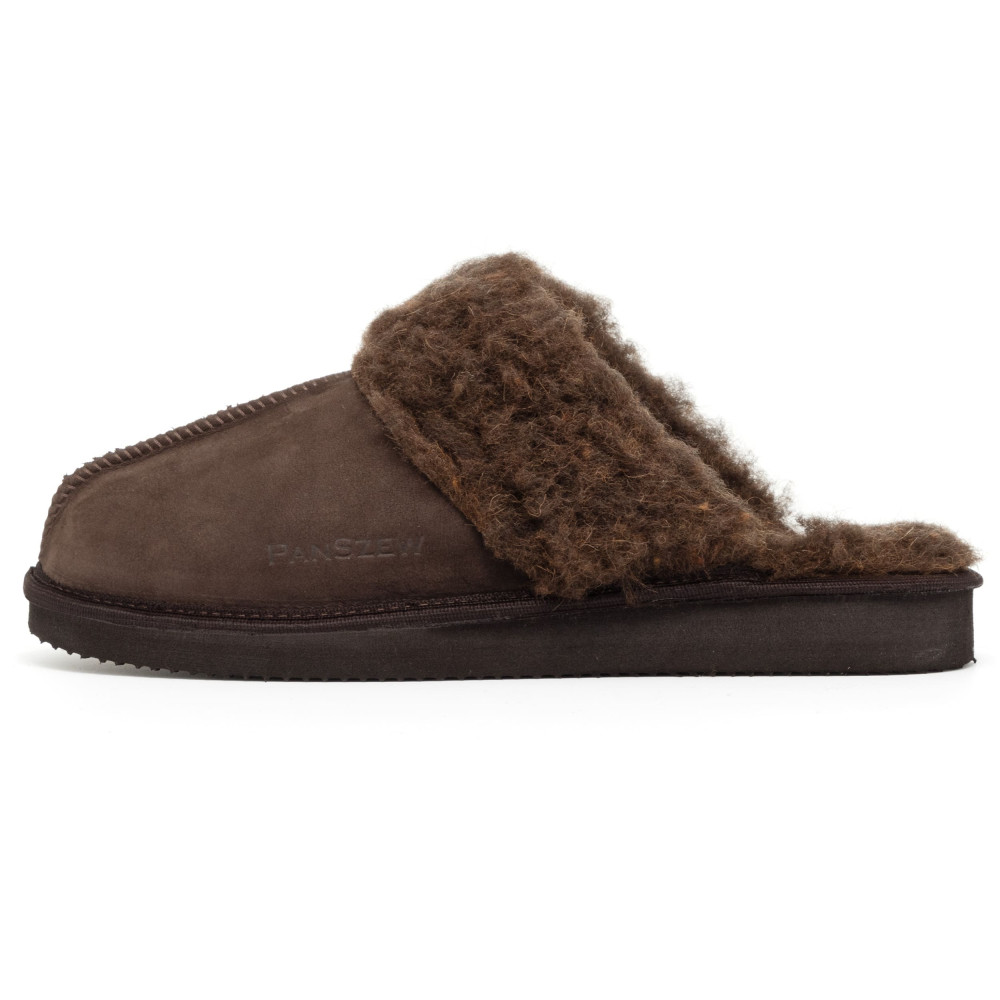Ciepłe Kapcie Damskie Skórzane Bambosze ALPINLINE Choco | PanSzew®