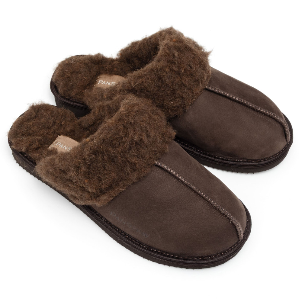 Ciepłe Kapcie Damskie Skórzane Bambosze ALPINLINE Choco | PanSzew®