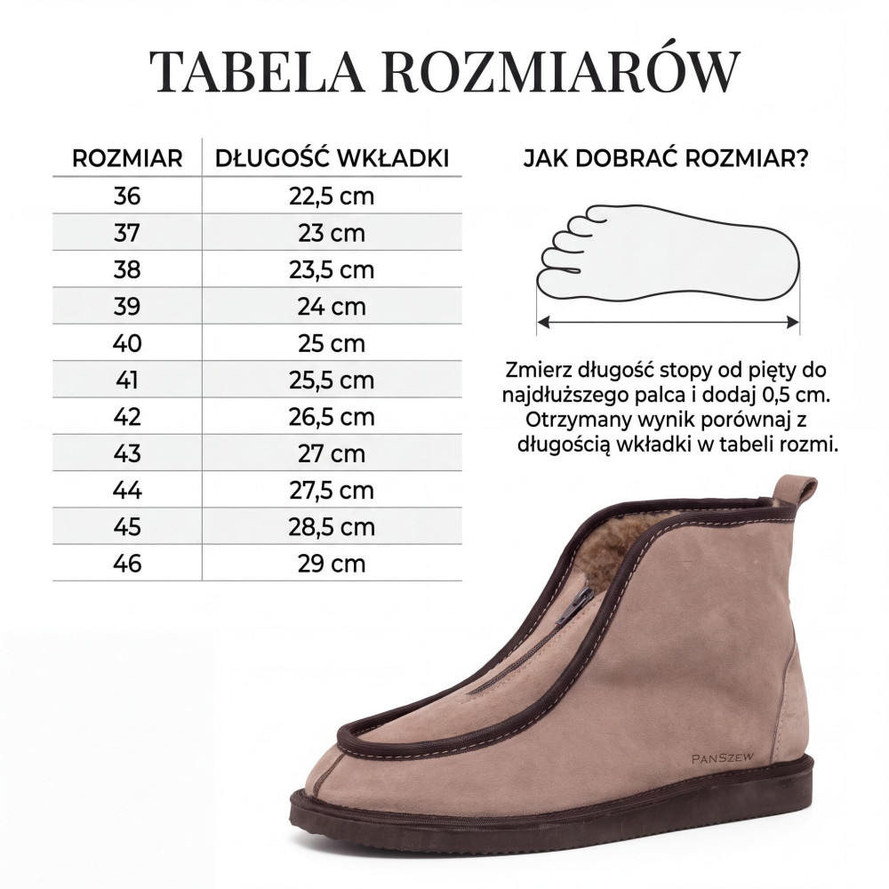 Bambosze Męskie Skórzane GRANDLINE Mocha z Wełną | PanSzew®