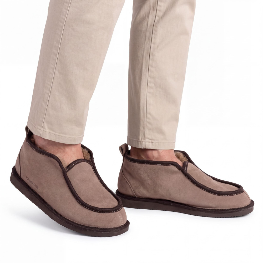 Bambosze Męskie Skórzane GRANDLINE Mocha Niskie | PanSzew®