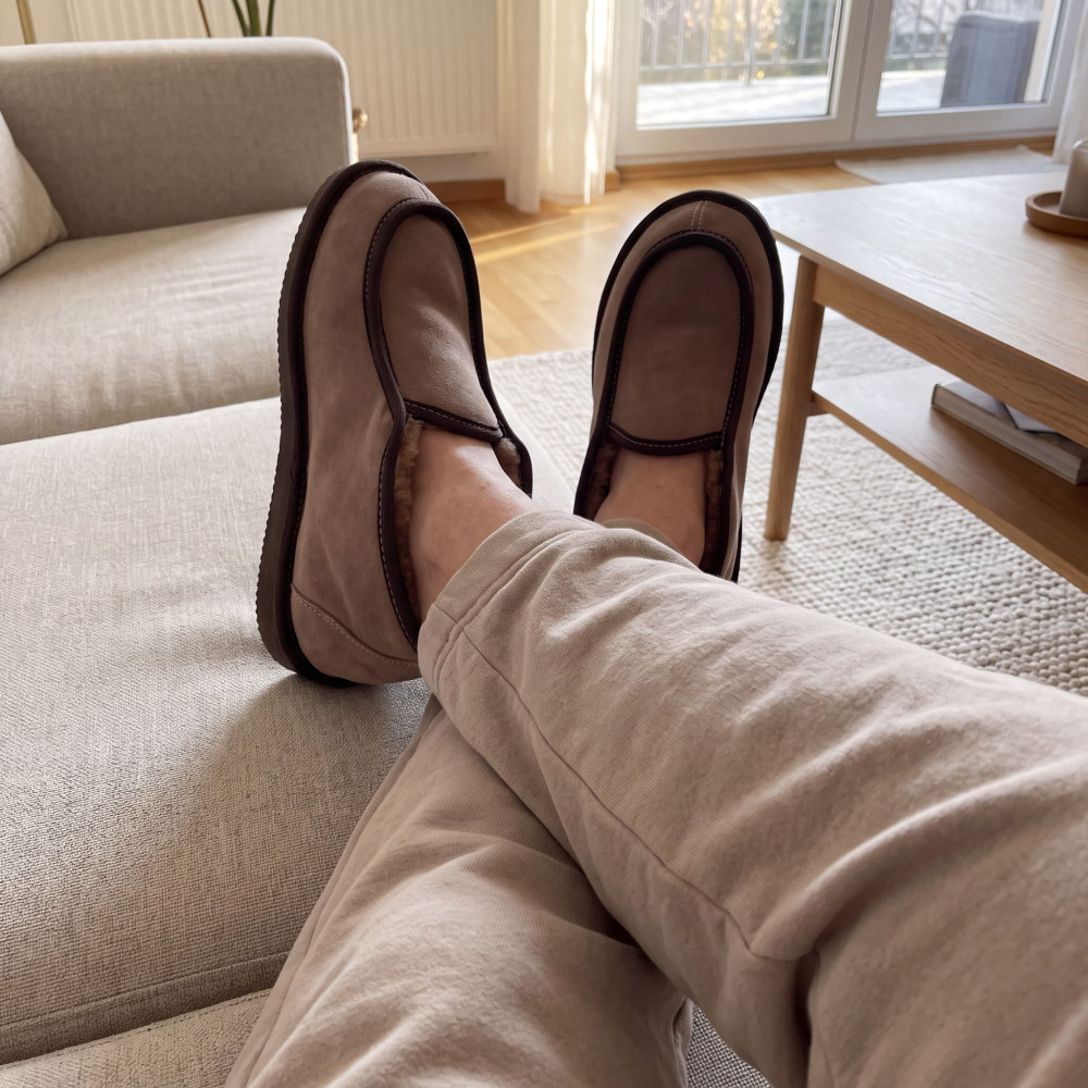 Bambosze Męskie Skórzane GRANDLINE Mocha Niskie | PanSzew®