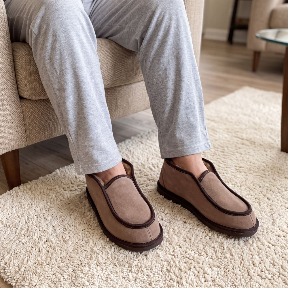Bambosze Męskie Skórzane GRANDLINE Mocha Niskie | PanSzew®