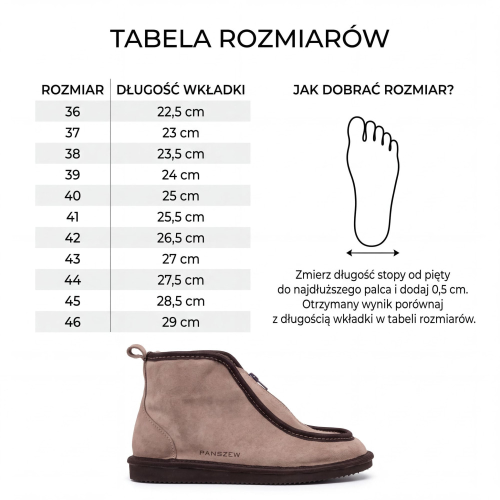 Bambosze Damskie Skórzane GRANDLINE Mocha z Wełną | PanSzew®