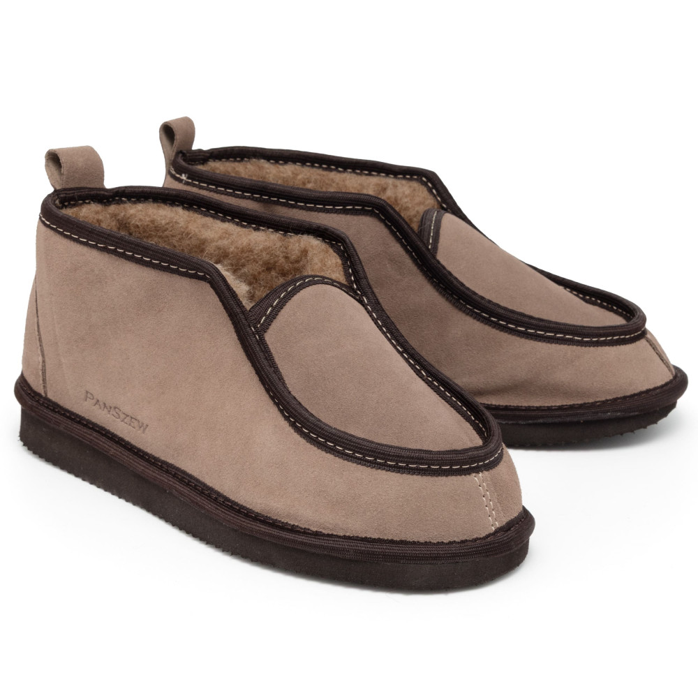 Bambosze Damskie Skórzane GRANDLINE Mocha Niskie | PanSzew®
