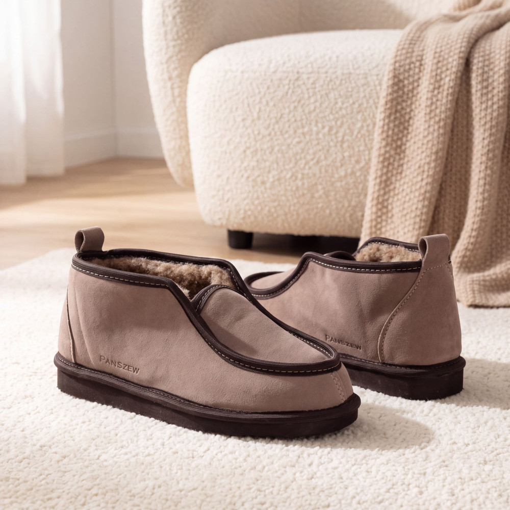 Bambosze Damskie Skórzane GRANDLINE Mocha Niskie | PanSzew®