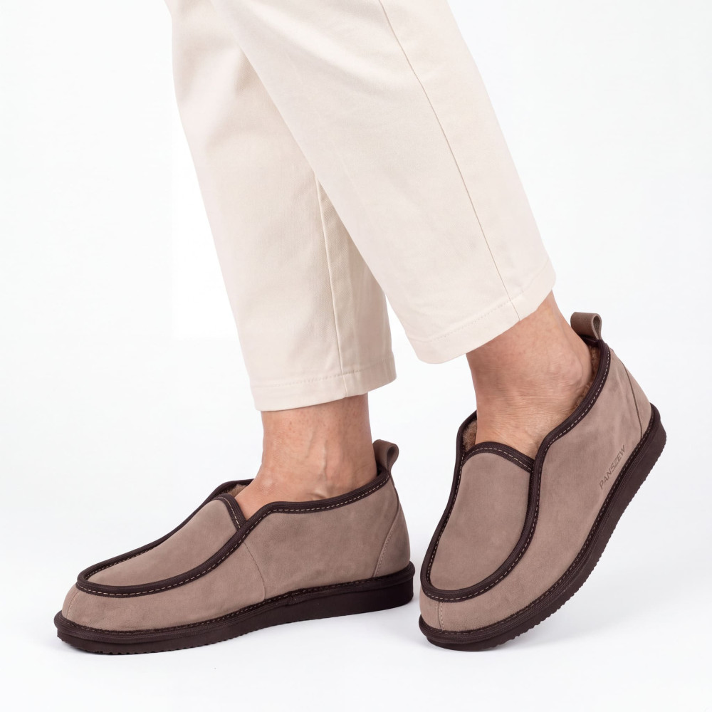 Bambosze Damskie Skórzane GRANDLINE Mocha Niskie | PanSzew®