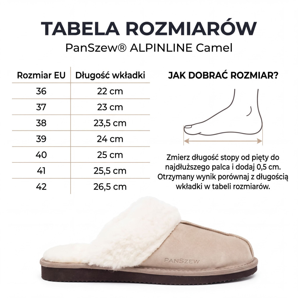 Ciepłe Kapcie Damskie Skórzane Bambosze ALPINLINE Beżowe | PanSzew®