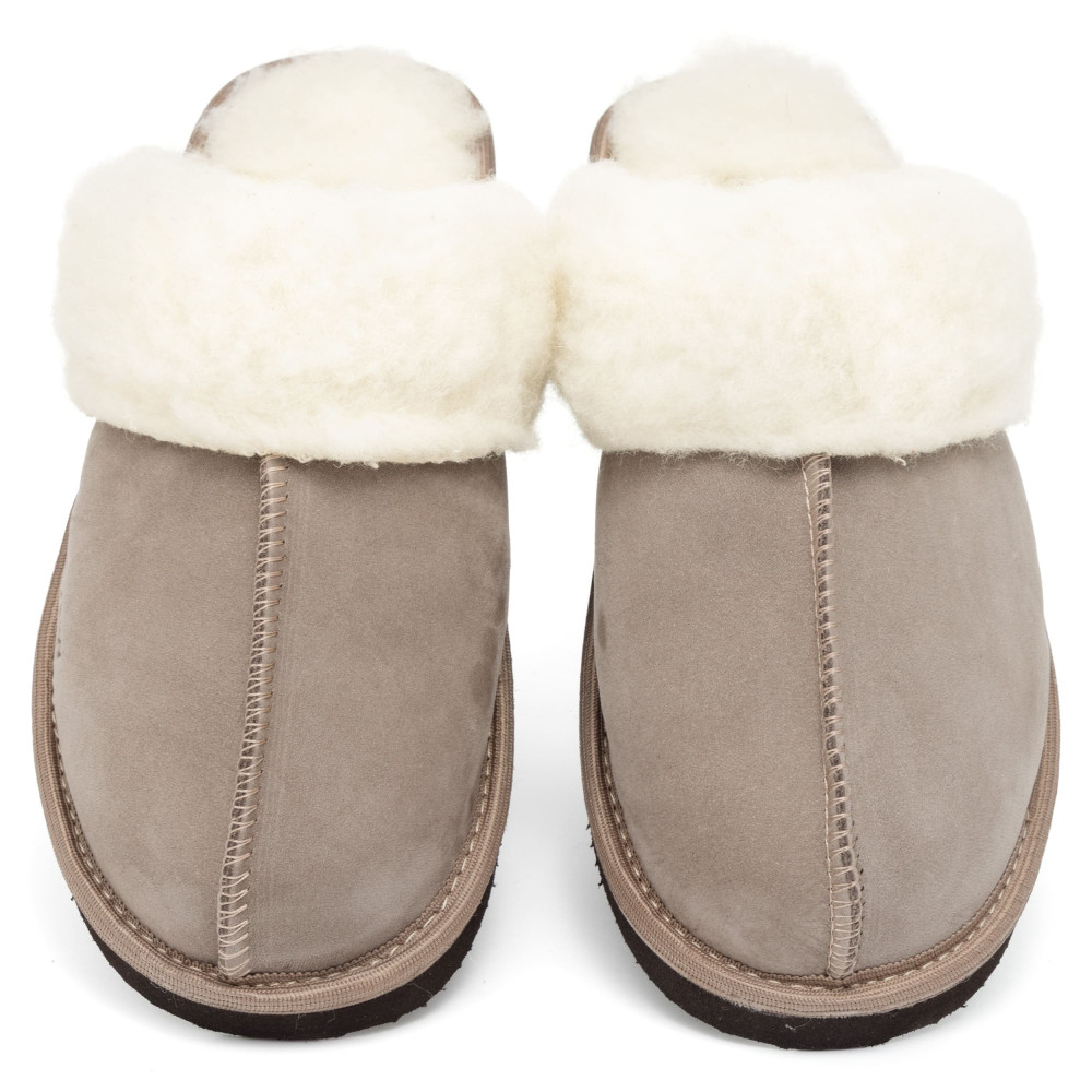 Ciepłe Kapcie Damskie Skórzane Bambosze ALPINLINE Mocha | PanSzew®