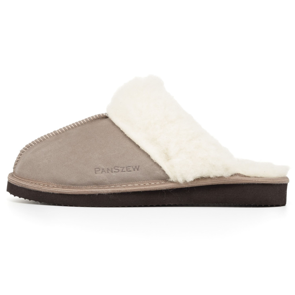 Ciepłe Kapcie Damskie Skórzane Bambosze ALPINLINE Mocha | PanSzew®