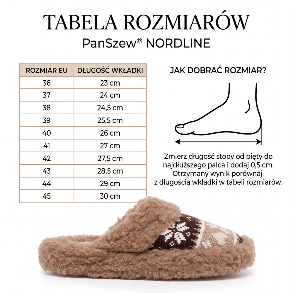 Bambosze Męskie Wełniane NORDLINE Brązowe Ciepłe Kapcie | PanSzew®