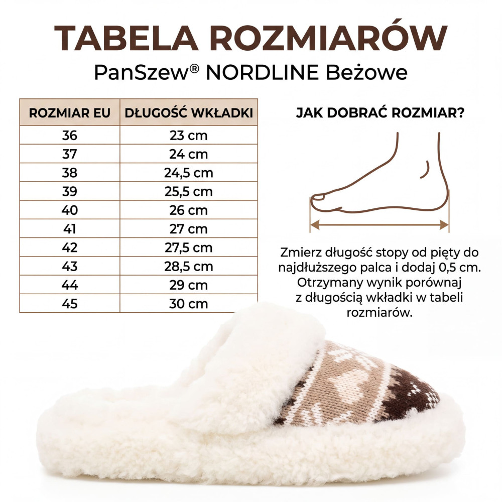 Bambosze Damskie Wełniane NORDLINE Beżowe Ciepłe Kapcie | PanSzew®