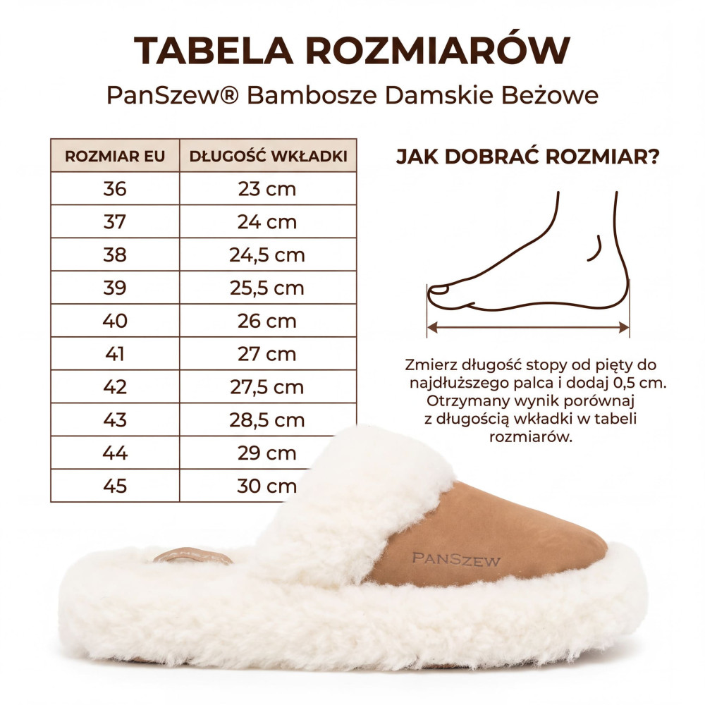 Bambosze Damskie Wełniane Ciepłe Kapcie Góralskie Beżowe PanSzew®
