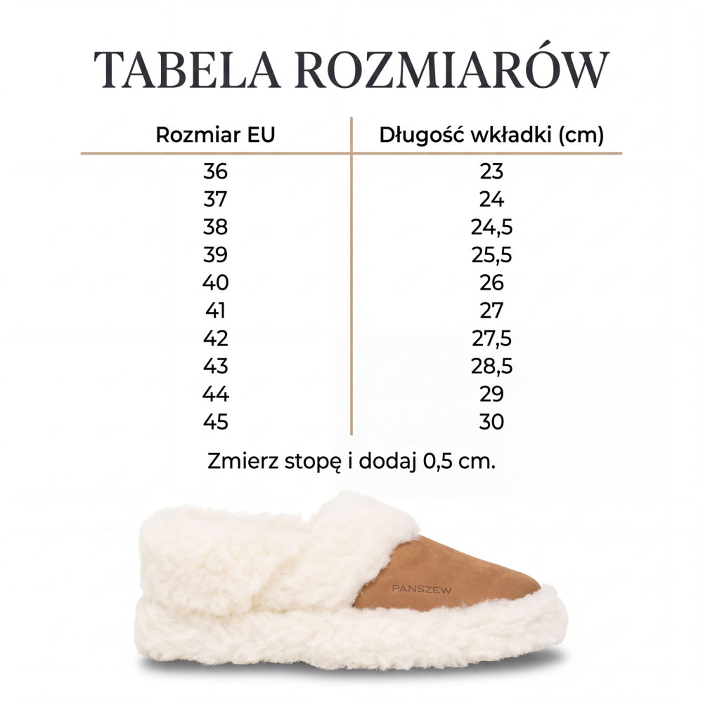 Bambosze Męskie Skórzane Wełniane Ciepłe Kapcie Góralskie Camel PanSzew®