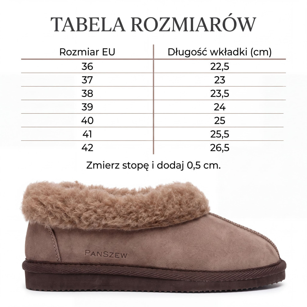 Bambosze Damskie ALPINLINE Mocha Ciepłe Wełniane | PanSzew