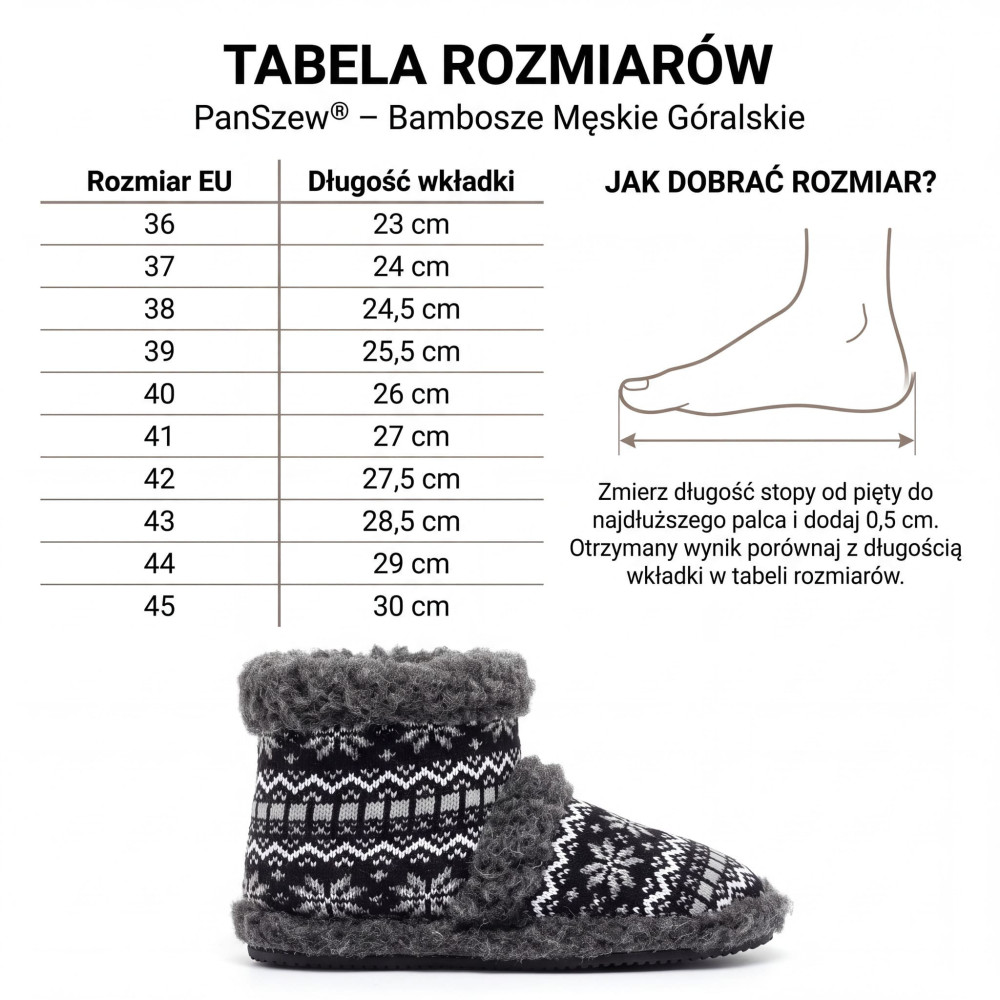 Bambosze Męskie NORDLINE Wełniane Ciepłe Wysokie | PanSzew®