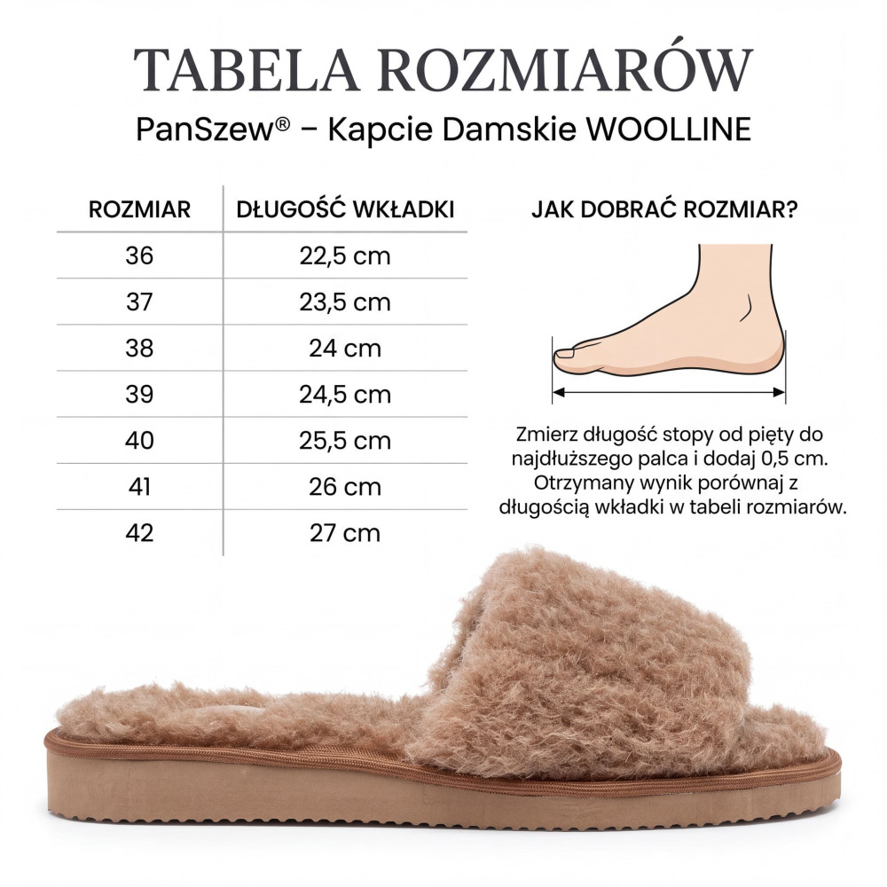 Kapcie Damskie Wełniane WOOLLINE Brązowe Ciepłe | PanSzew®