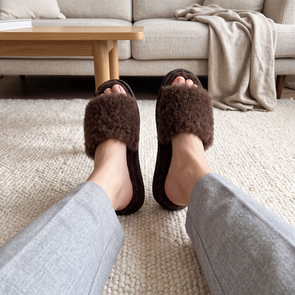 Kapcie Damskie Wełniane WOOLLINE Choco Ciepłe | PanSzew®