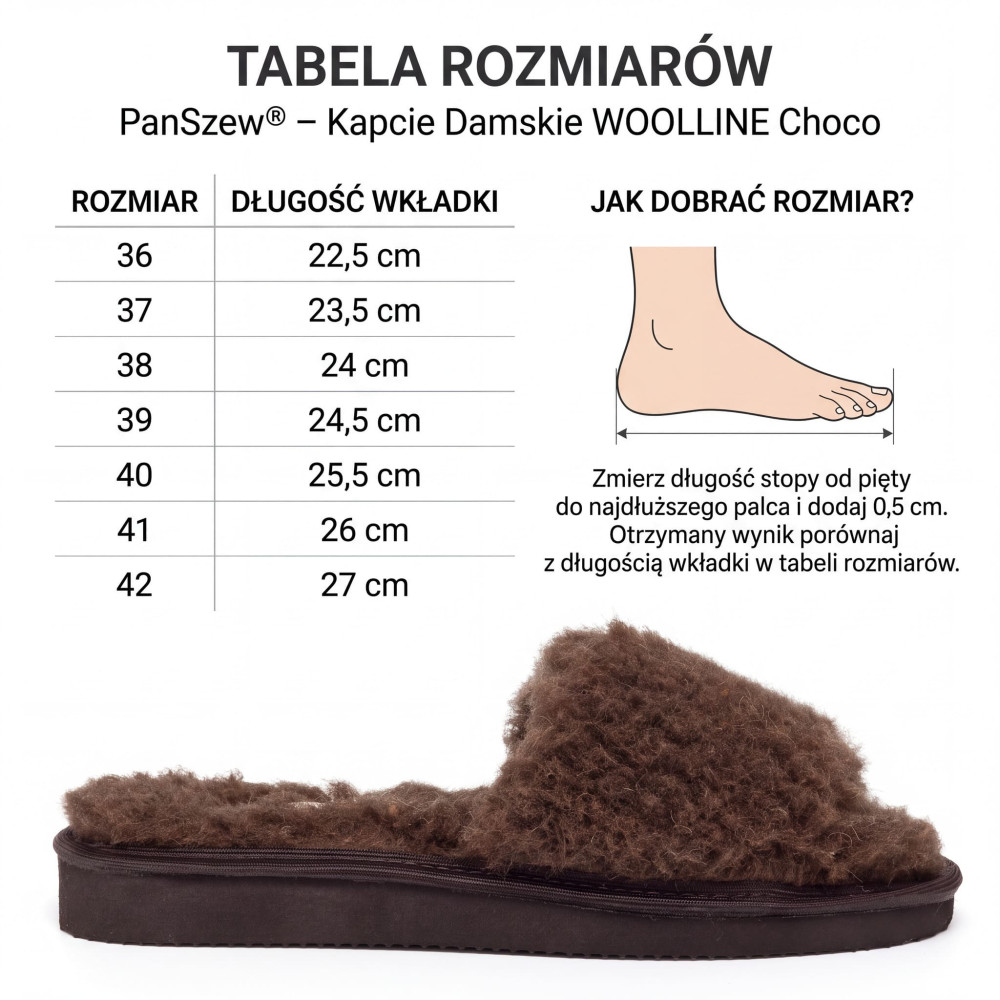 Kapcie Damskie Wełniane WOOLLINE Choco Ciepłe | PanSzew®