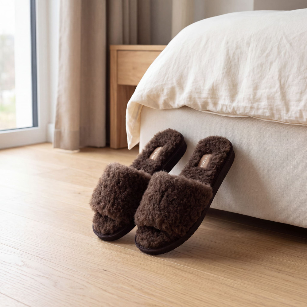 Kapcie Damskie Wełniane WOOLLINE Choco Ciepłe | PanSzew®