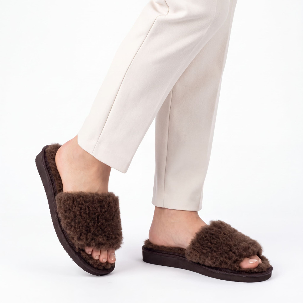 Kapcie Damskie Wełniane WOOLLINE Choco Ciepłe | PanSzew®