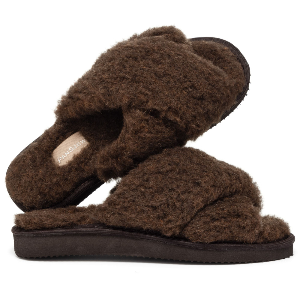 Kapcie Damskie Wełniane WOOLLINE Choco Ciepłe | PanSzew®