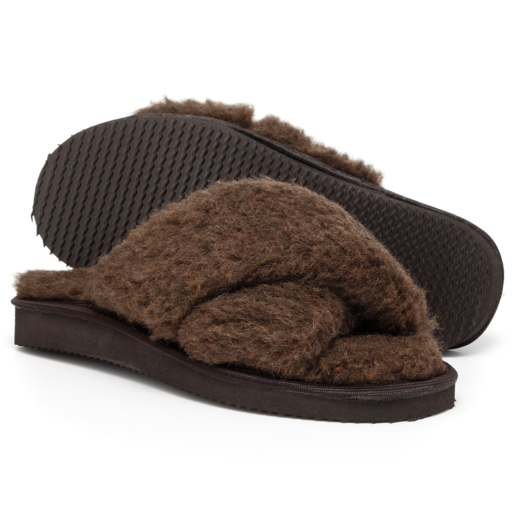 Kapcie Damskie Wełniane WOOLLINE Choco Ciepłe | PanSzew®