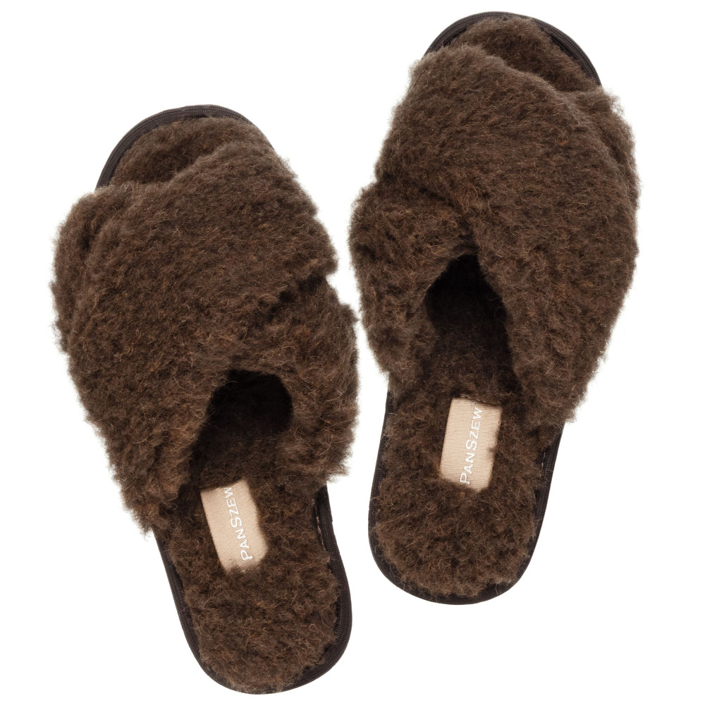 Kapcie Damskie Wełniane WOOLLINE Choco Ciepłe | PanSzew®