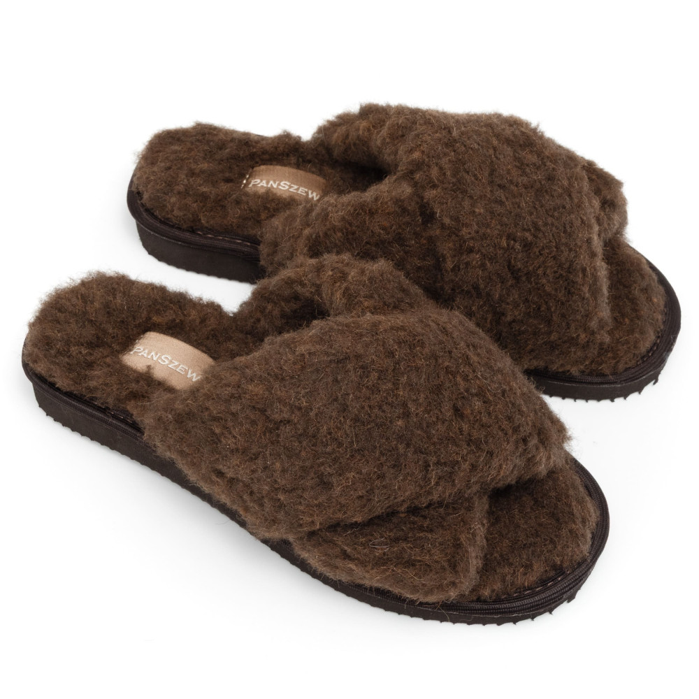 Kapcie Damskie Wełniane WOOLLINE Choco Ciepłe | PanSzew®