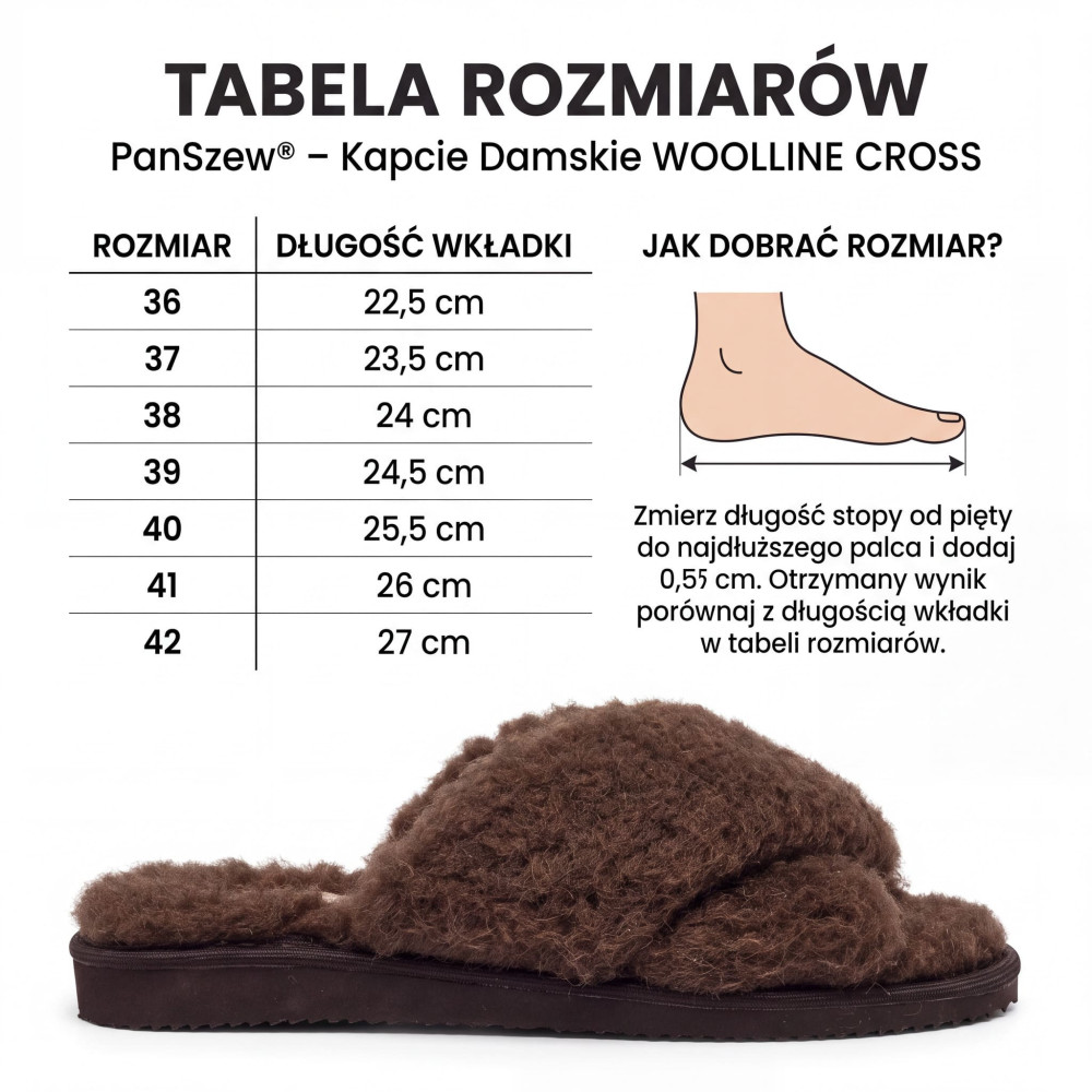Kapcie Damskie Wełniane WOOLLINE Choco Ciepłe | PanSzew®