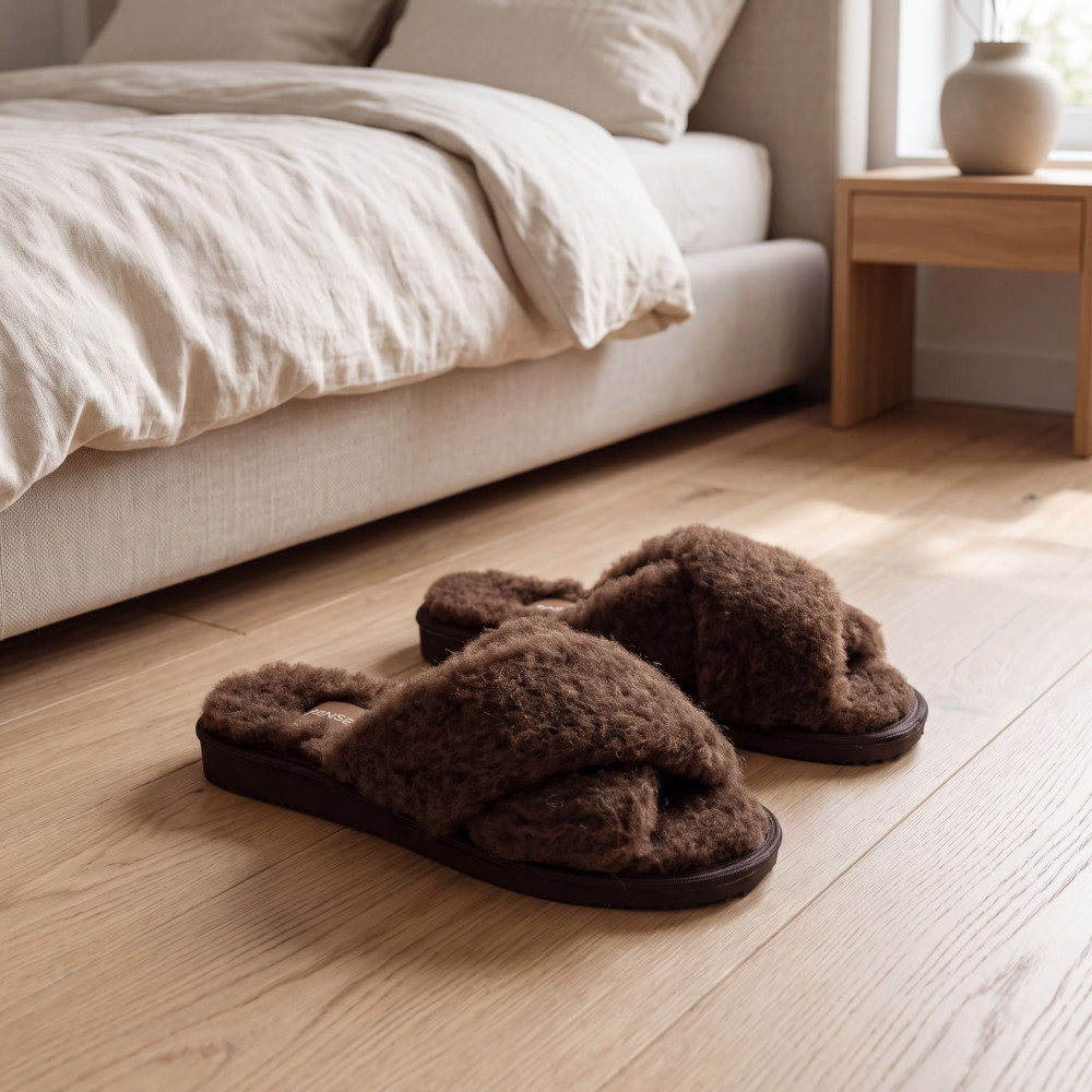 Kapcie Damskie Wełniane WOOLLINE Choco Ciepłe | PanSzew®