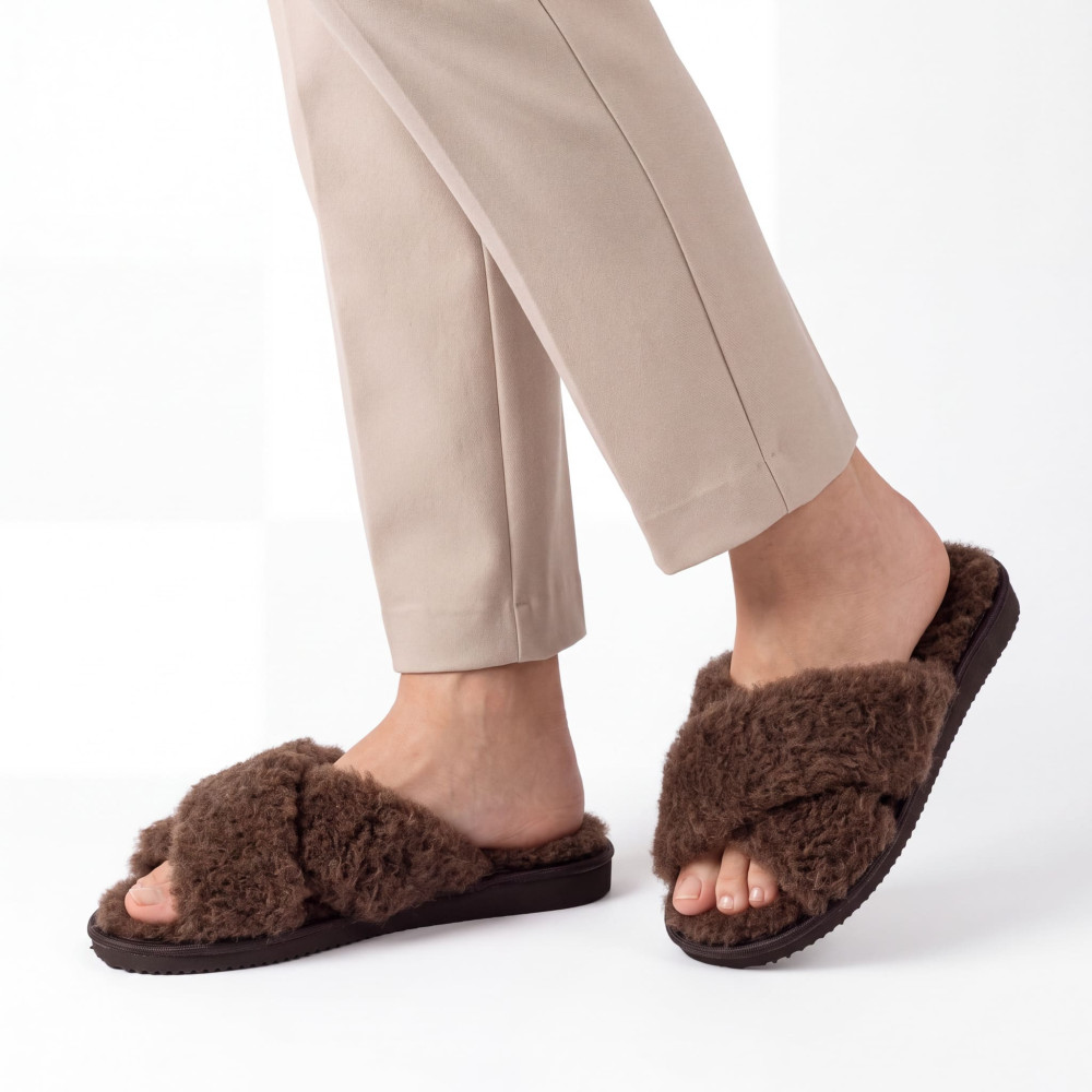 Kapcie Damskie Wełniane WOOLLINE Choco Ciepłe | PanSzew®