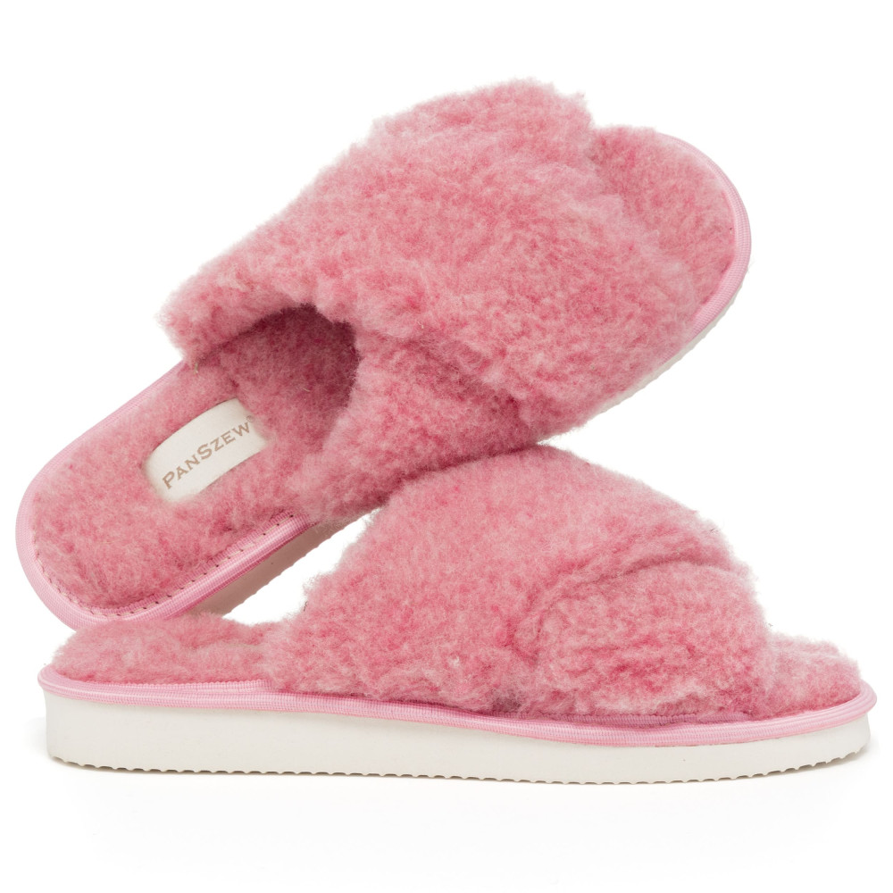 Kapcie Damskie Wełniane WOOLLINE Pink Ciepłe | PanSzew®