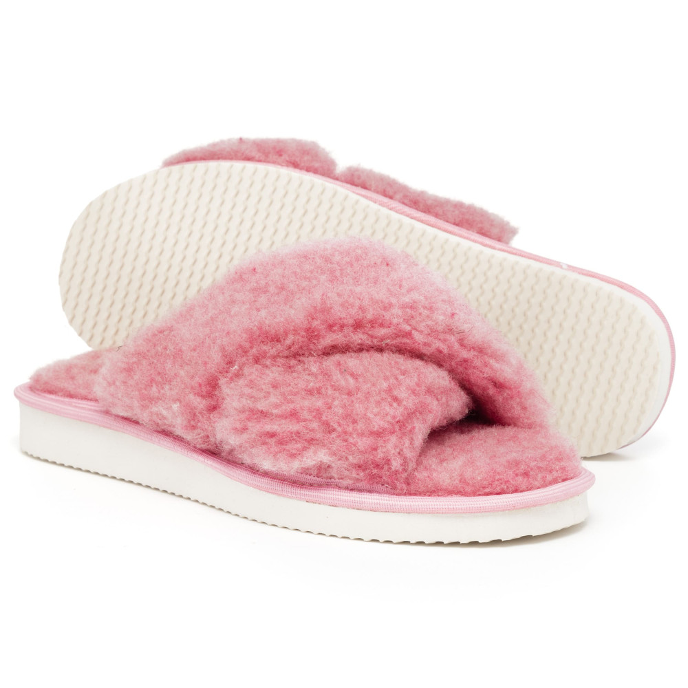 Kapcie Damskie Wełniane WOOLLINE Pink Ciepłe | PanSzew®