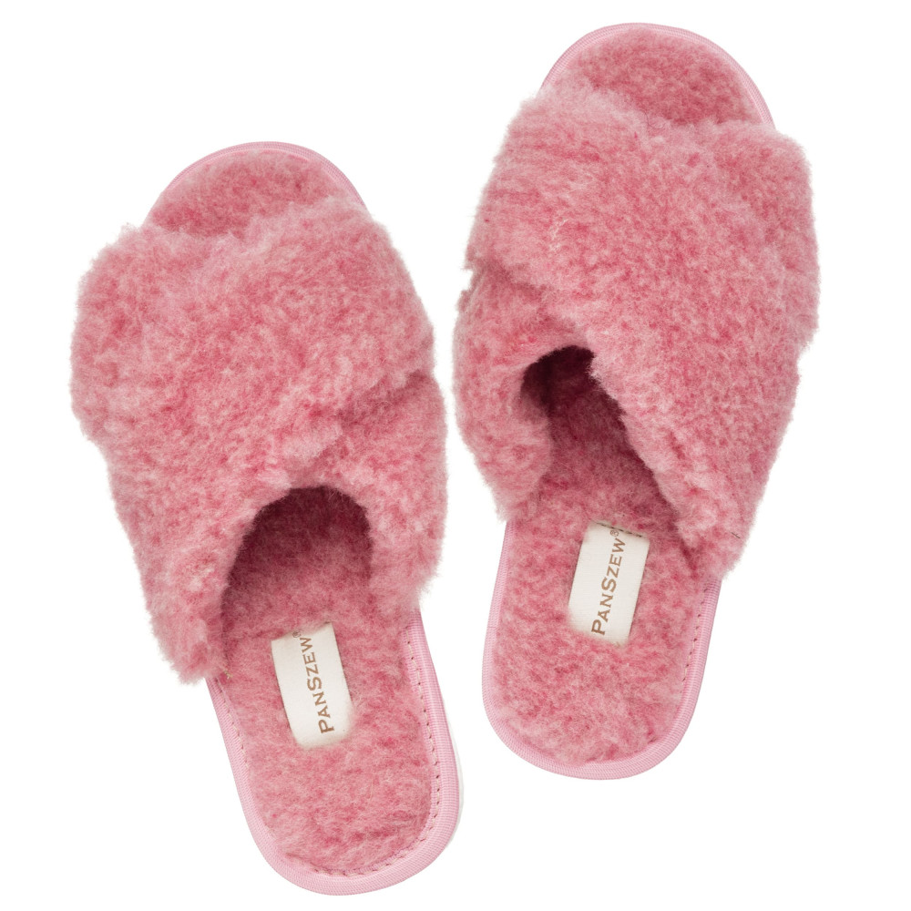 Kapcie Damskie Wełniane WOOLLINE Pink Ciepłe | PanSzew®