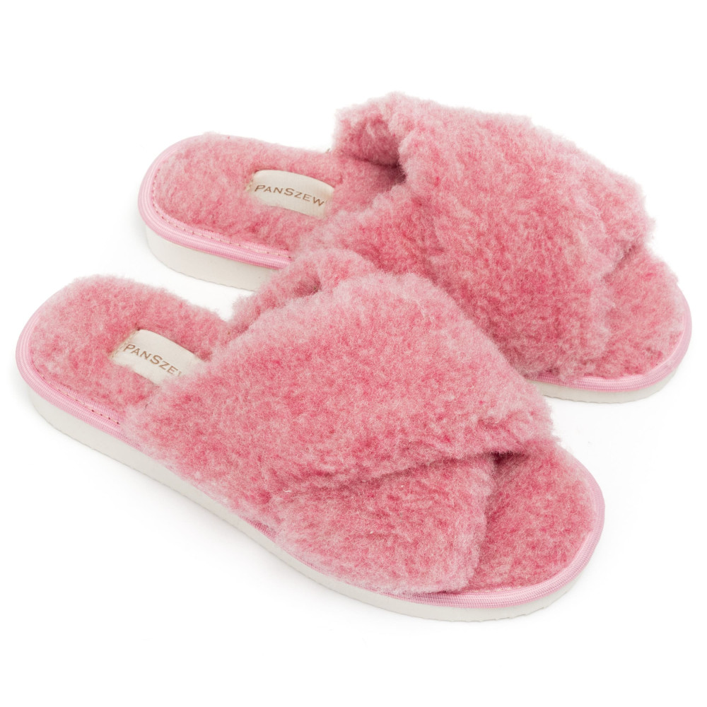 Kapcie Damskie Wełniane WOOLLINE Pink Ciepłe | PanSzew®